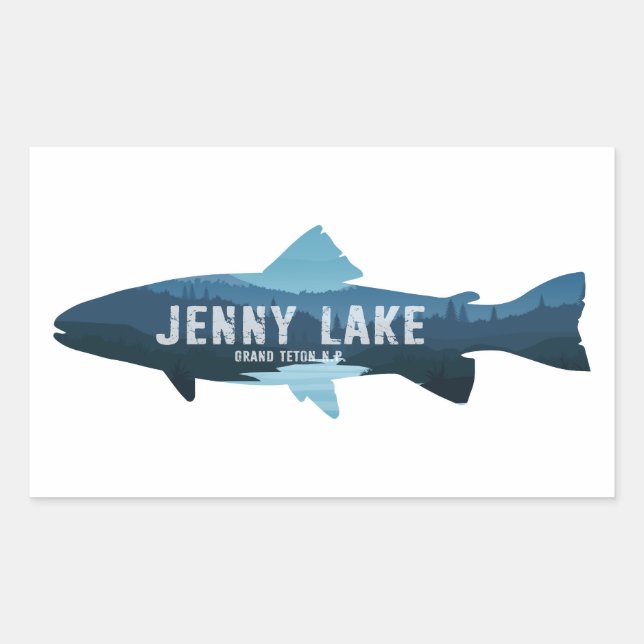 Jenny Lake Grand Teton Nationalpark Fish Rechteckiger Aufkleber (Vorderseite)