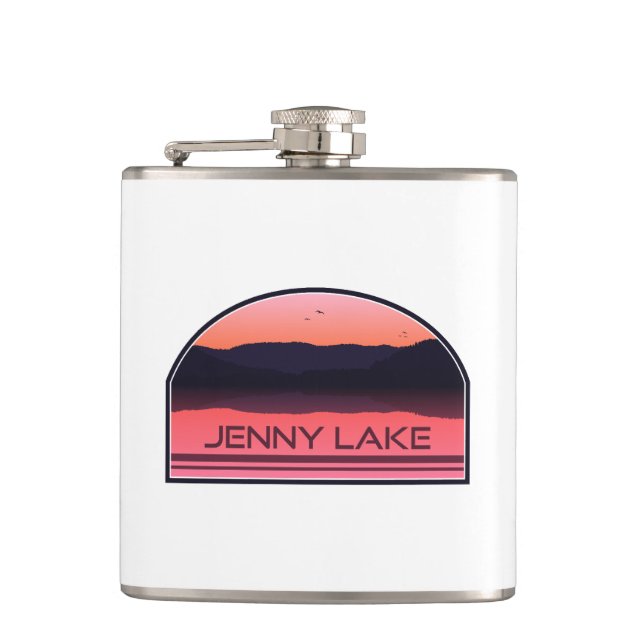Jenny Lake Grand Teton Nationalpark Red Sunrise Flachmann (Vorderseite)