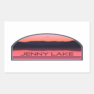 Jenny Lake Grand Teton Nationalpark Red Sunrise Rechteckiger Aufkleber
