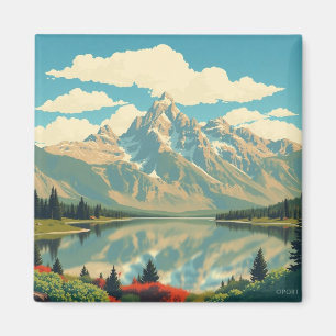 Jenny Lake Spiegelung Grand Teton Ästhetik Magnet