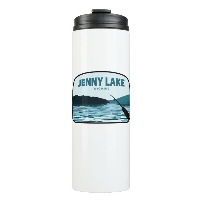 Jenny Lake Wyoming Fishing Rod Thermosbecher (Vorderseite)