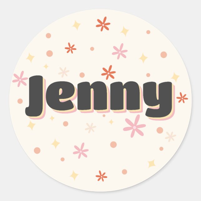 Jenny Name niedlich Design Runder Aufkleber (Vorderseite)