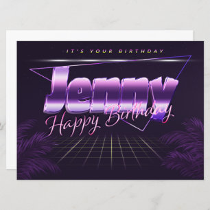 Jenny Name Vorname lila retro Karte Geburtstag
