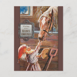 Jenny Nyström Christmas Tomte Brownie Pferdestall Feiertagspostkarte
