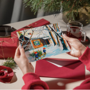 Jenny Nyström Gnom Vintage Schwedischer Weihnachts Feiertagskarte