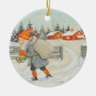Jenny Nystrom - Weihnachts-alte schwedische Illust Keramik Ornament