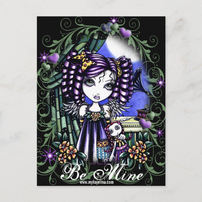 "Jenny" Rag Doll Valentine's Day Angel Postkarte (Vorderseite)