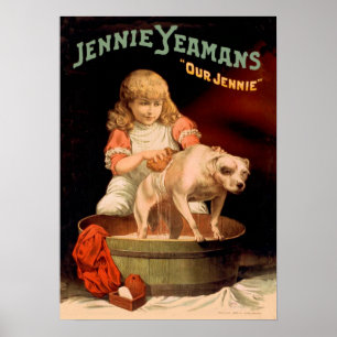 Jenny Yeamans Mädchen wascht Hund Poster