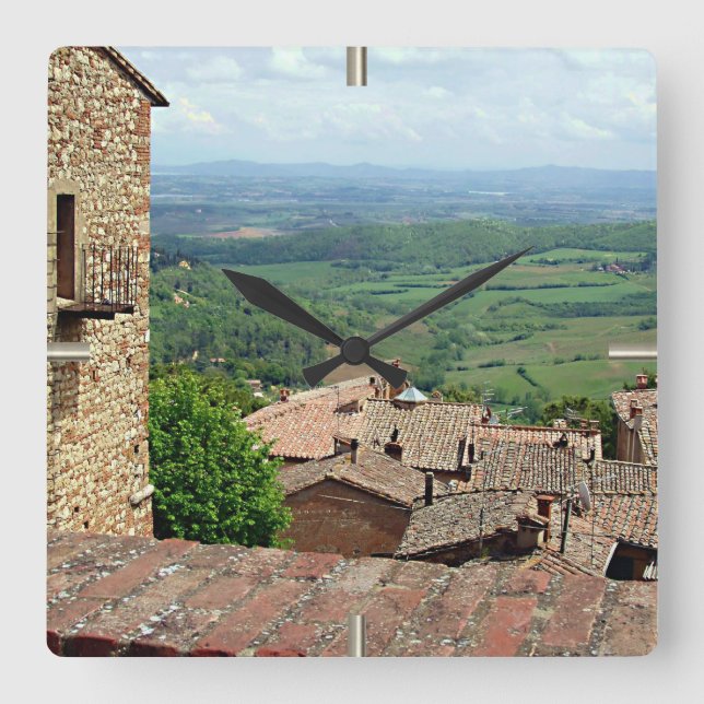 Jenseits der Roofops 1 Quadratische Wanduhr (Vorderseite)