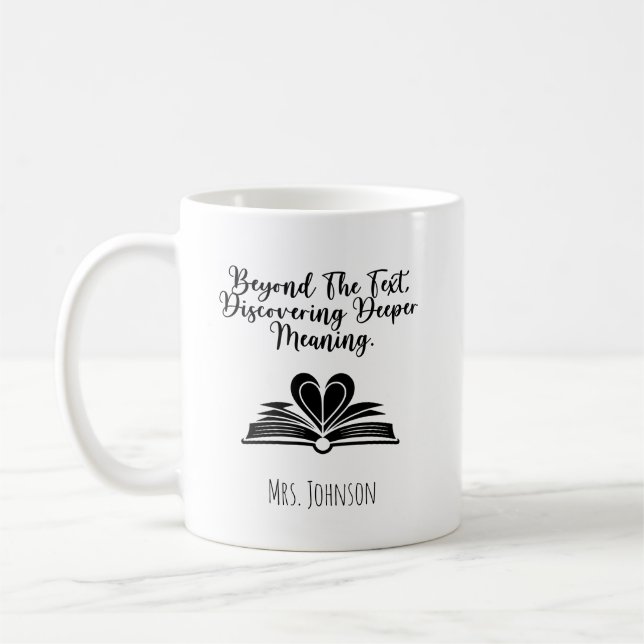 Jenseits des Textes, die tiefere Bedeutung entdeck Kaffeetasse (Links)