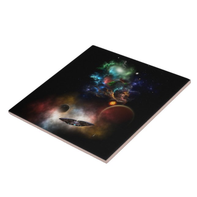 Jenseits von Raum und Zeit Fraktal Art II Fliese (Seite)