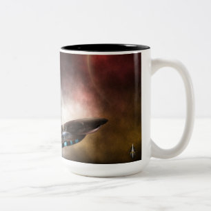 Jenseits von Raum und Zeit Fraktal Kunst Zweifarbige Tasse