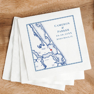 Jensen Beach Florida Map Navy Blue Elegant Wedding Serviette