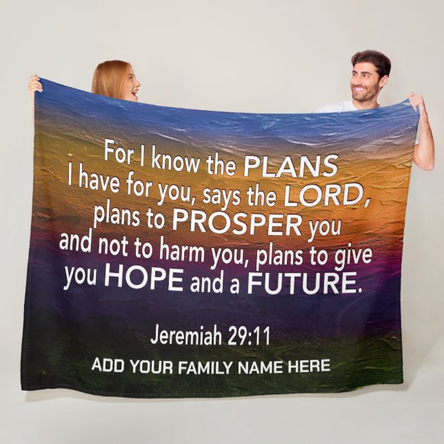 Jer 29v11 KENNE ICH DIE PLANS Christlich Bible Fam Fleecedecke (Beispiel)