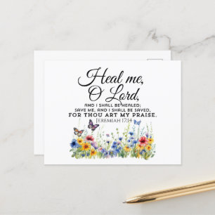 Jeremia 17:14 Heiliger Bibelvers Wildblumen Postkarte