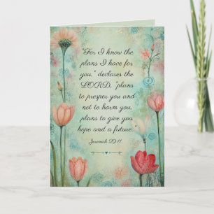 Jeremia 29:11 Bibelvers Florale Wasserfarbe Karte