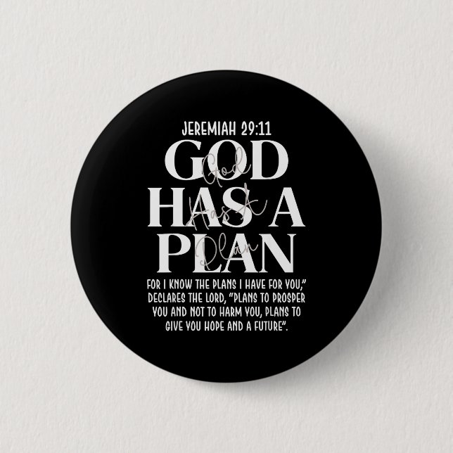 Jeremia 29 11 Gott hat einen Plan christliche Bibe Button (Vorderseite)