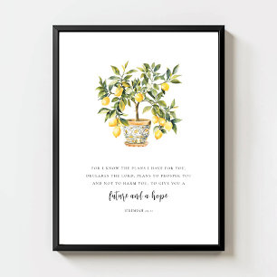 Jeremia 29:11 Moderne Aquarell-Limonenbaum Poster
