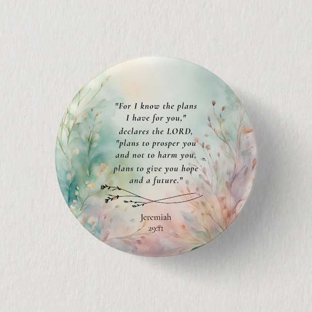 Jeremiah 29:11 Bibelverse-Bild Button (Vorderseite)