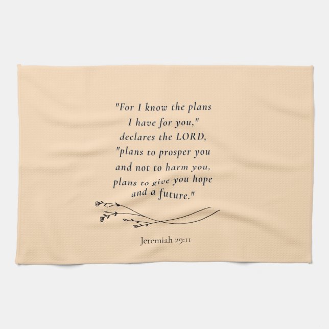 Jeremiah 29:11 Bibelverse-Bild Geschirrtuch (Horizontal)