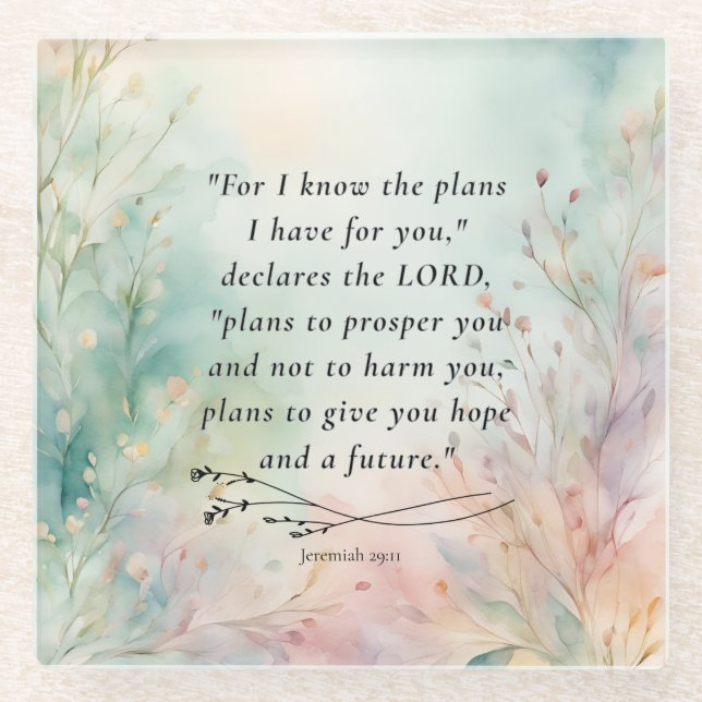 Jeremiah 29:11 Bibelverse-Bild Glasuntersetzer (Vorderseite)