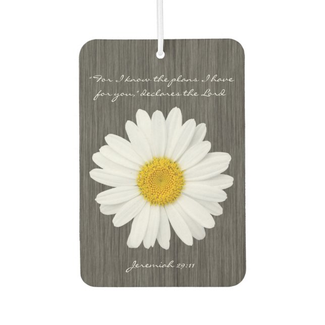 Jeremiah 29:11 Bibelverse mit rustikaler Daisy Autolufterfrischer (Vorderseite)