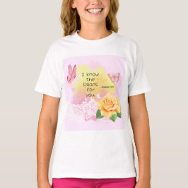 Jeremiah 29:11 Bibelverse Rosa Gelber Schmetterlin T-Shirt