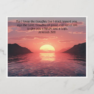 Jeremiah 29:11 Bibelverse Sonnenaufgang Natur Seas Folien Feiertagspostkarte