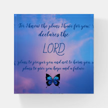Jeremiah 29:11 Blauer Schmetterling Papergewicht