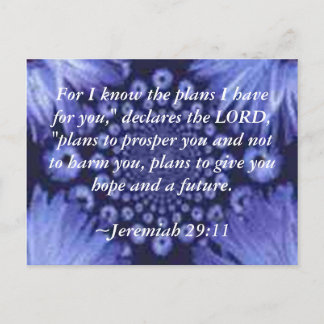 Jeremiah 29:11 Blue Daisy Post Card Postkarte