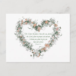 Jeremiah 29:11 Blume Herzpostkarte Postkarte