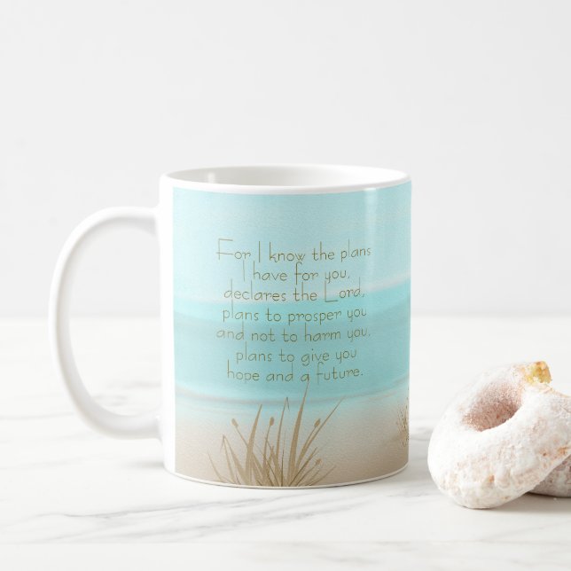 Jeremiah 29:11 Christlich Bibel Verse Aqua Beach Kaffeetasse (Mit Donut)