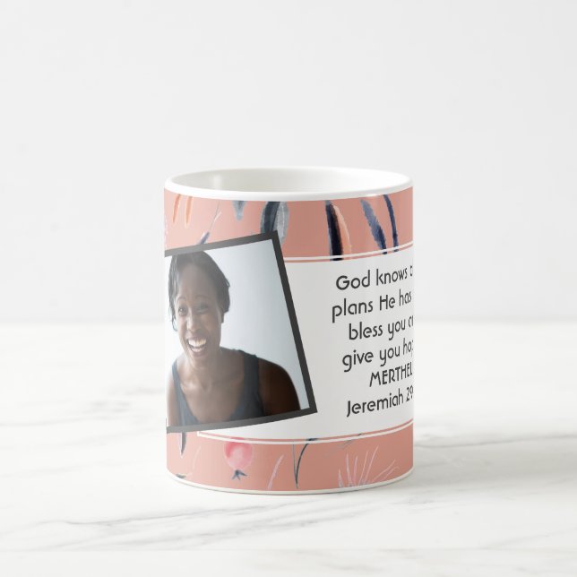 JEREMIAH 29:11 Christliche Fotovorlage PINK Kaffeetasse (Mittel)