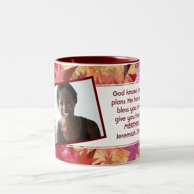 JEREMIAH 29:11 Christliche Fotovorlage Zweifarbige Tasse (Mittel)