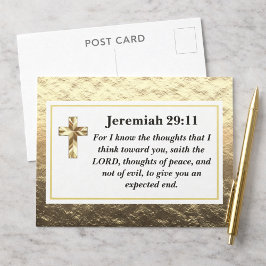 Jeremiah 29:11 Classy Gold Bible Verse Postcard Postkarte