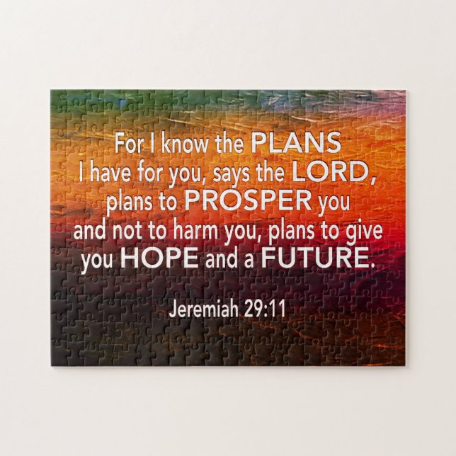 Jeremiah 29:11, DENN ICH KENNE DIE PFLANZEN Rot Ch Puzzle (Horizontal)