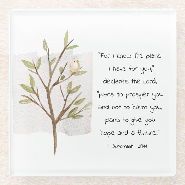 Jeremiah 29:11 Denn ich kenne die Pläne, die ich f Glasuntersetzer (Vorderseite)