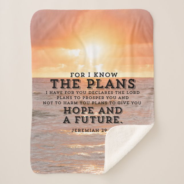 Jeremiah 29:11 Denn ich kenne die Pläne Sunrise Sherpadecke (Vorderseite)