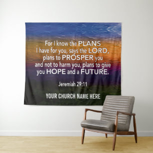 Jeremiah 29:11, DENN ICH KENNE DIE PLANS Church Wandteppich