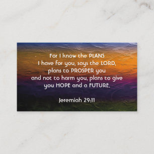 Jeremiah 29:11   DENN ICH KENNE DIE PLANS-Schrift Visitenkarte
