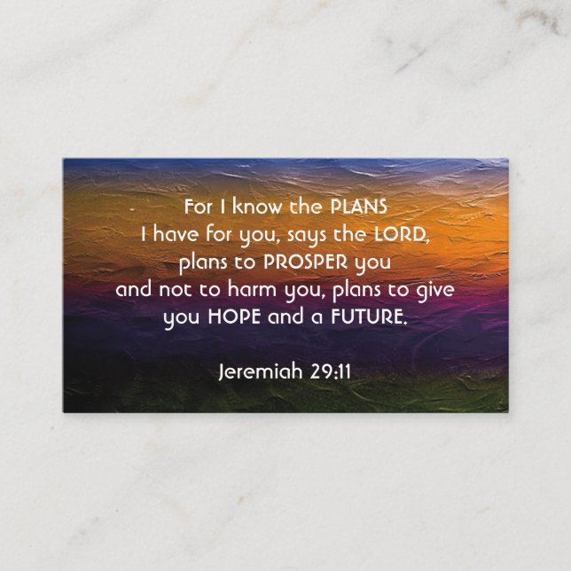 Jeremiah 29:11 | DENN ICH KENNE DIE PLANS-Schrift Visitenkarte (Vorderseite)