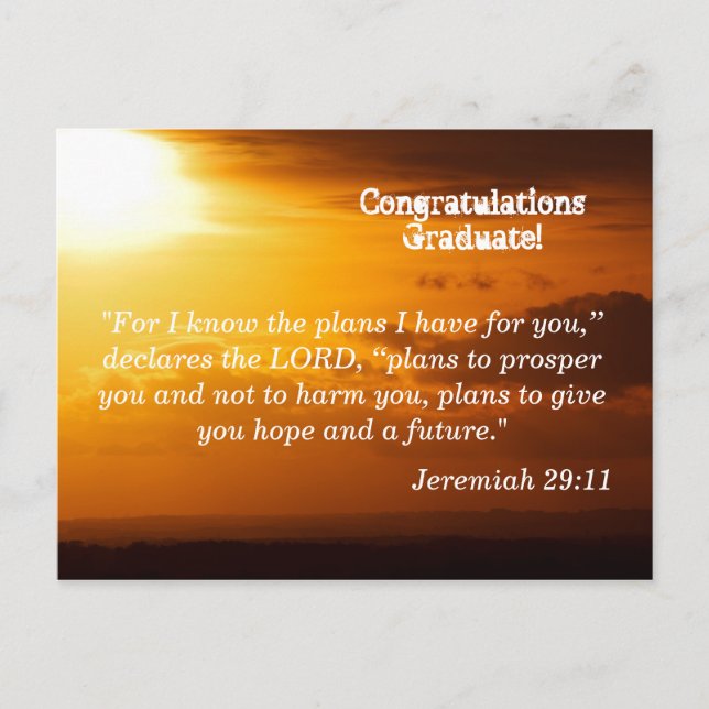 Jeremiah 29:11 Herzlichen Glückwunsch Graduate Postkarte (Vorderseite)