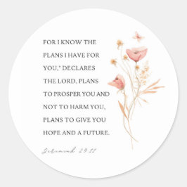Jeremiah 29:11 Ich kenne meine Pläne für Sie Runder Aufkleber