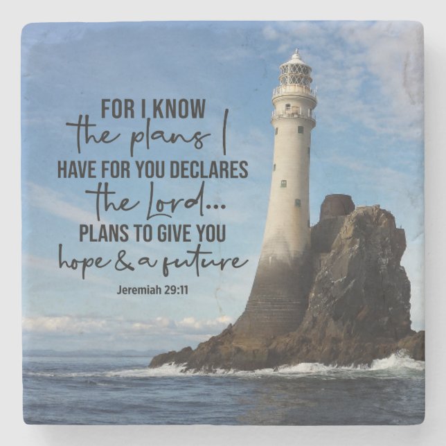 Jeremiah 29:11 Ich kenne meine Pläne für Sie Steinuntersetzer (Vorderseite)