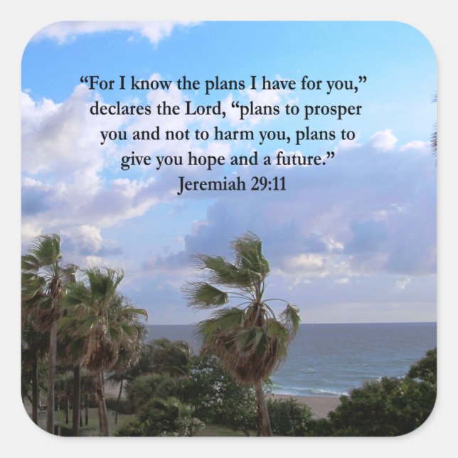 JEREMIAH 29:11 INSPIRATIONALE VERSE QUADRATISCHER AUFKLEBER (Vorderseite)