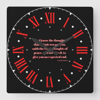 Jeremiah 29:11 KJV Bibel Verse Roter Römischer Run Quadratische Wanduhr