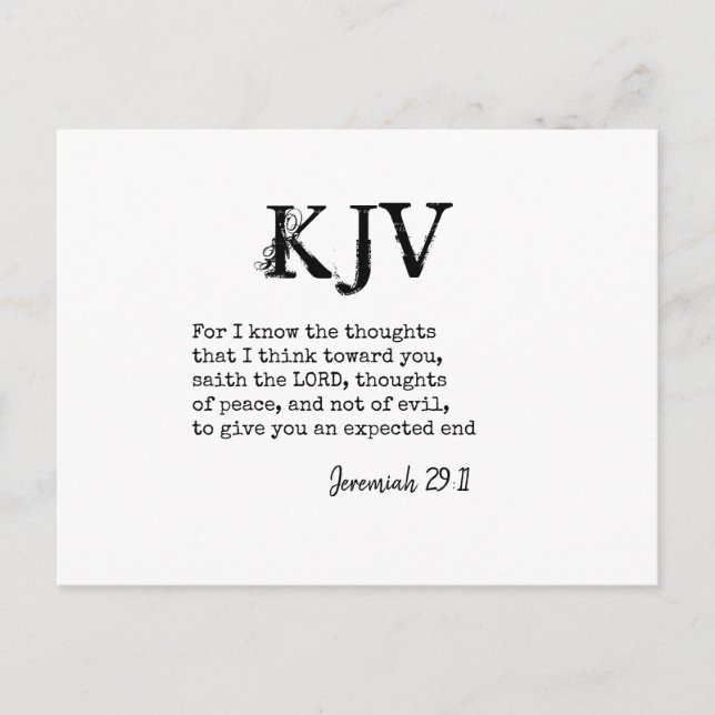 Jeremiah 29:11 KJV Bibelangebot - kann individuell Postkarte (Vorderseite)