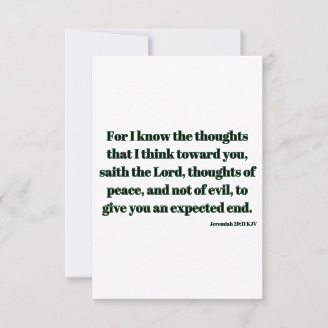Jeremiah 29:11 KJV Bible Verse Flat Greeting Card Karte (Vorderseite)
