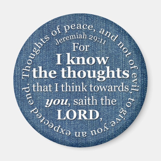 Jeremiah 29:11 KJV Denim Bible Verse Zitat Magnet (Vorne)