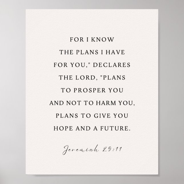 Jeremiah 29:11 NIV Denn ich kenne die Pläne Poster (Vorne)